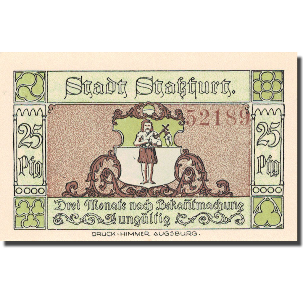 Banknote, Germany, Stassfurt, 25 Pfennig, Mineurs, 1921 UNC(63) Mehl 1256.1a