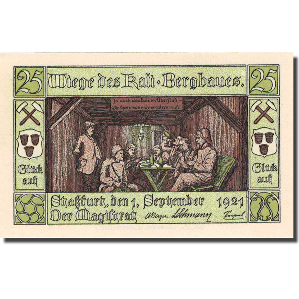 Banknote Germany Stassfurt 25 Pfennig mineurs 1, 1921-09-01 UNC(63) Mehl 1256.1a