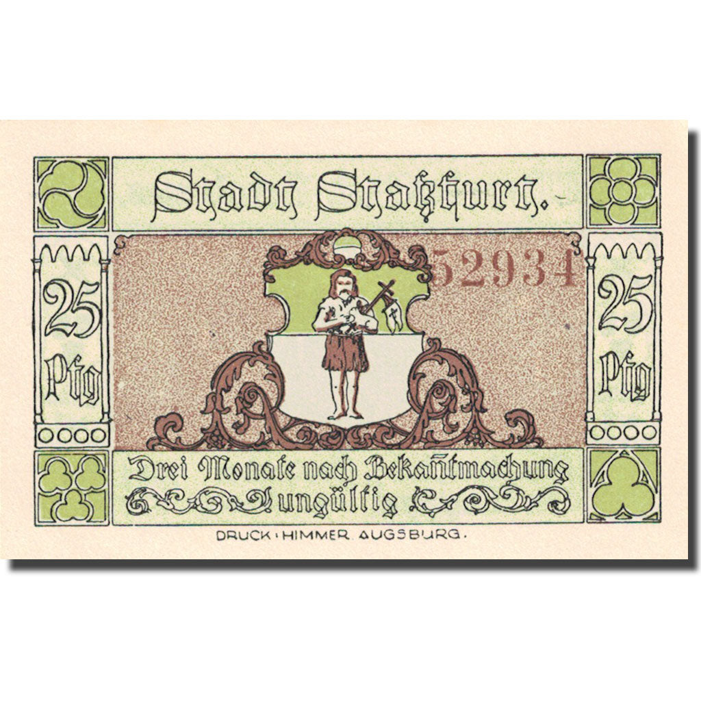 Banknote, Germany, Stassfurt, 25 Pfennig, mineurs 3, 1921, UNC(63) Mehl 1256.1a