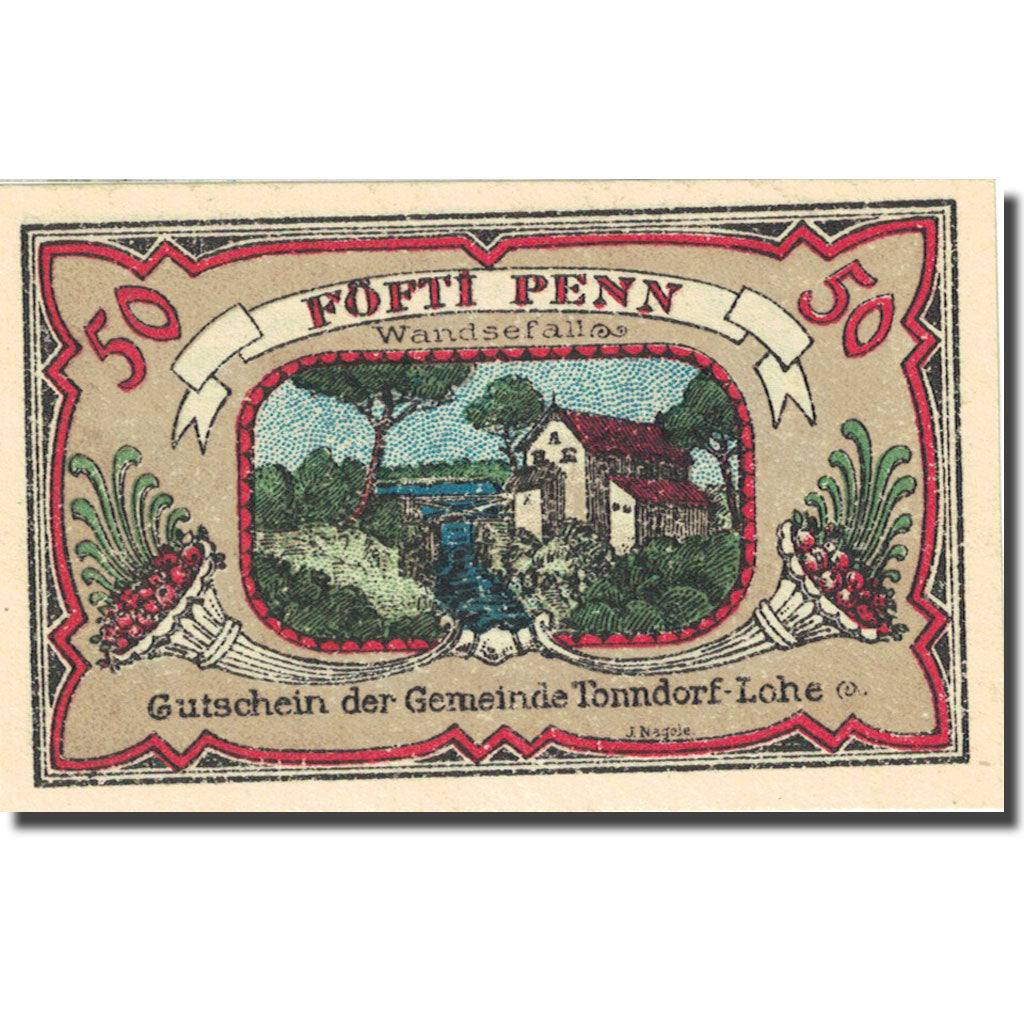 Banknote, Germany, Tonndorf - Lohe, 50 Pfennig, moulin, 1921 Mehl 1330.1a