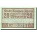 Banknote, Germany, Kempen, 20 Pfennig, château, 1920, UNC(63) Mehl 689.2a