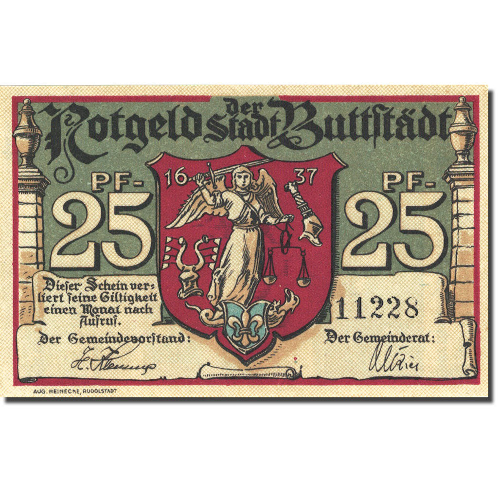 Billet, Allemagne, Buttstädt, 25 Pfennig, village, 1921, SPL, Mehl:211.1a