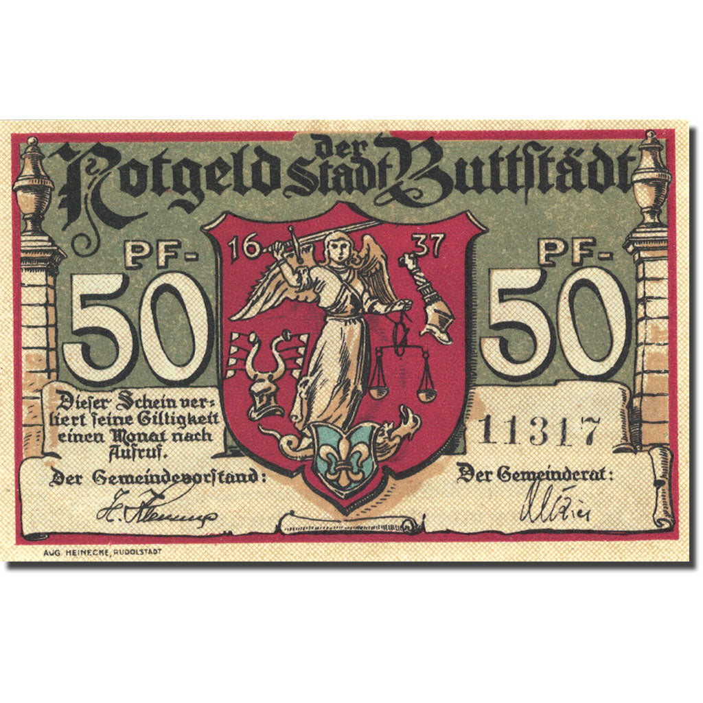 Banknote, Germany, Buttstädt, 50 Pfennig, village, 1921, UNC(63), Mehl:211.1a