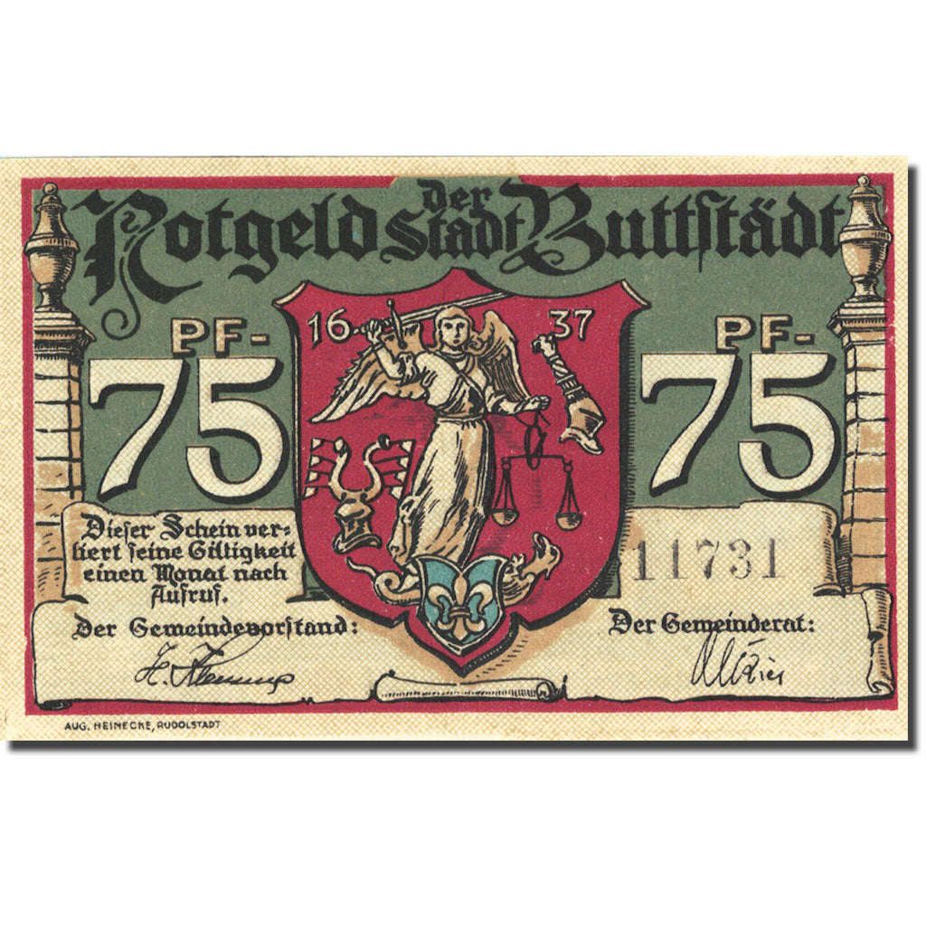 Banknote, Germany, Buttstädt, 75 Pfennig, village, 1921, UNC(63), Mehl:211.1a