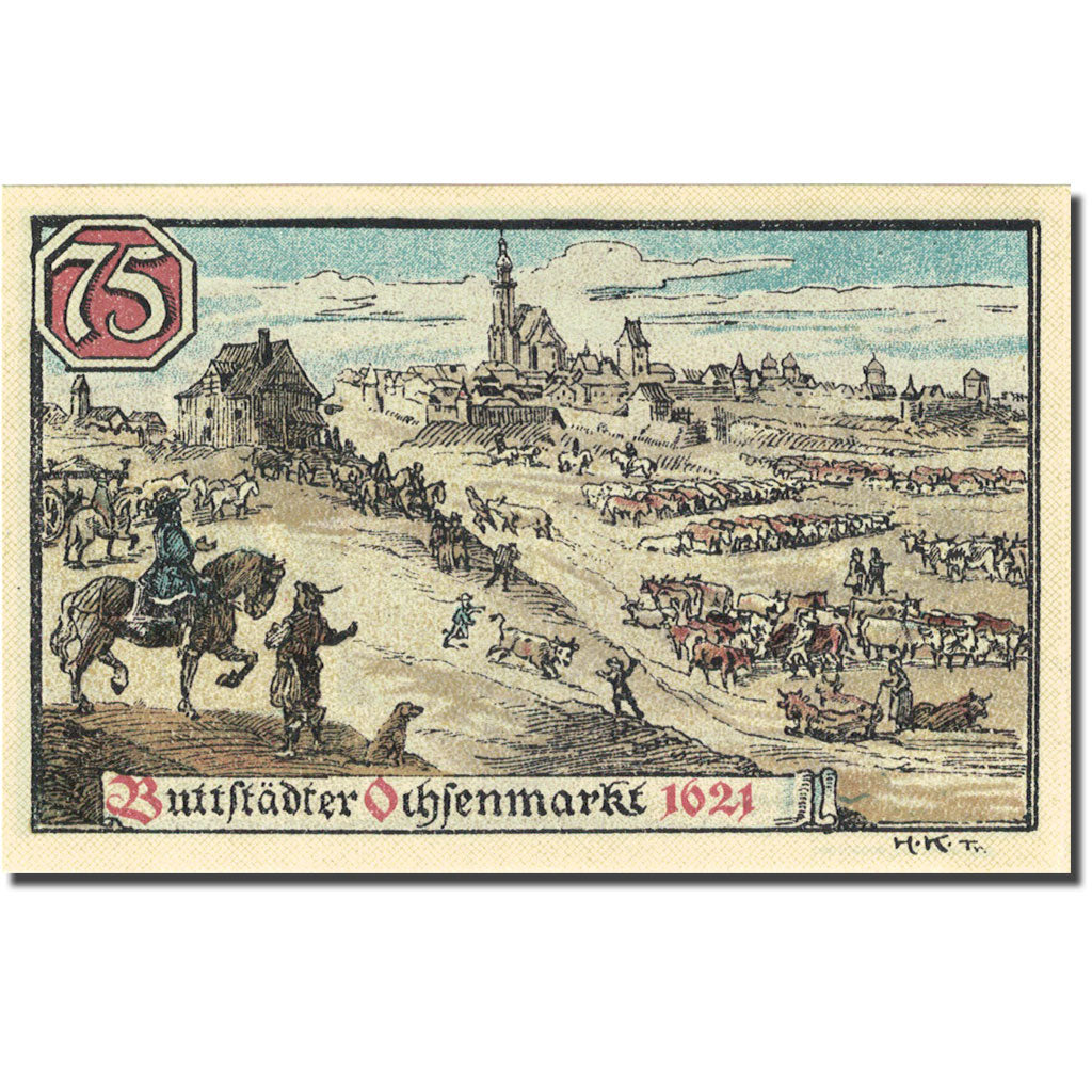 Banknote, Germany, Buttstädt, 75 Pfennig, village, 1921, UNC(63), Mehl:211.1a