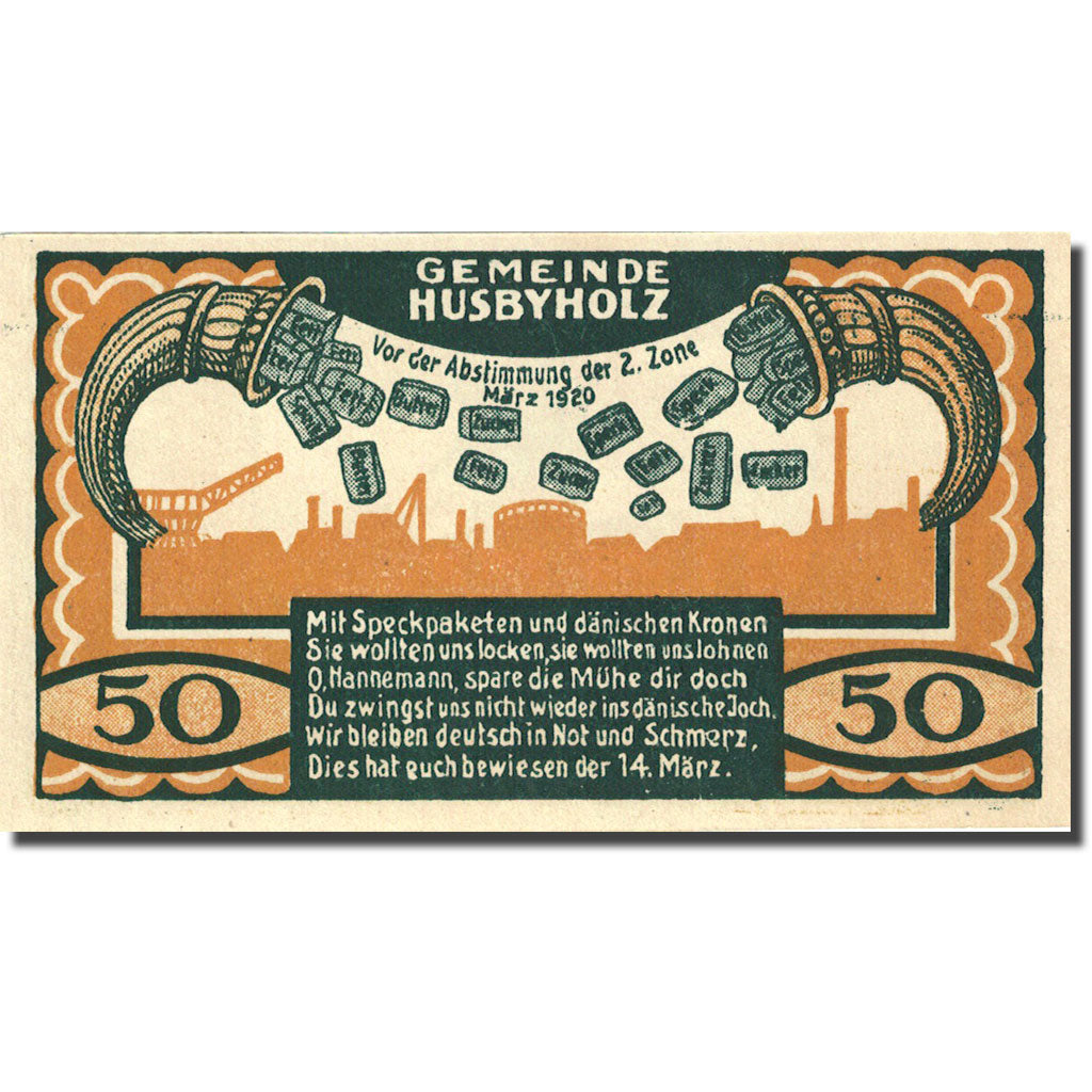 Billet, Allemagne, Husbyholz, 50 Pfennig moulin 1921, 1921-12-31, SPL Mehl 638.1