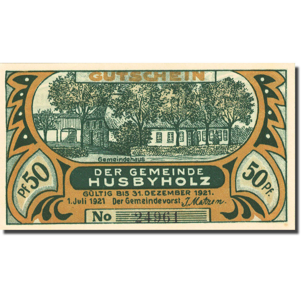 Billete, Alemania, Husbyholz, 50 Pfennig, personnage 1921-12-31 SC Mehl 638.1