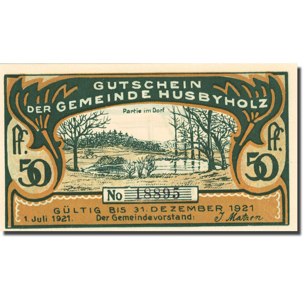 Banknote, Germany, Husbyholz, 50 Pfennig, personnage 1, 1921, UNC(63) Mehl 638.1