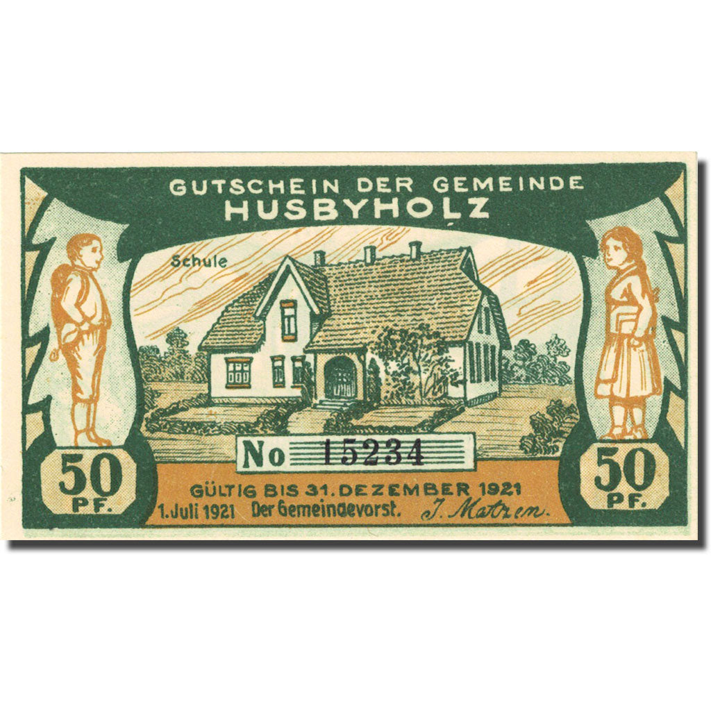 Banknote, Germany, Husbyholz, 50 Pfennig, personnage 2, 1921 UNC(63) Mehl 638.1