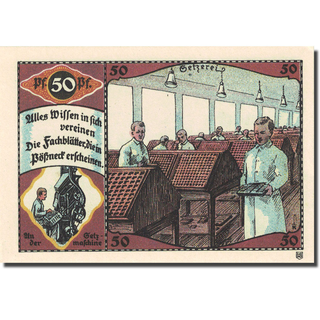 Banknote, Germany, Possneck, 50 Pfennig, laboratoire, 1921, UNC(63), Mehl:1066.6