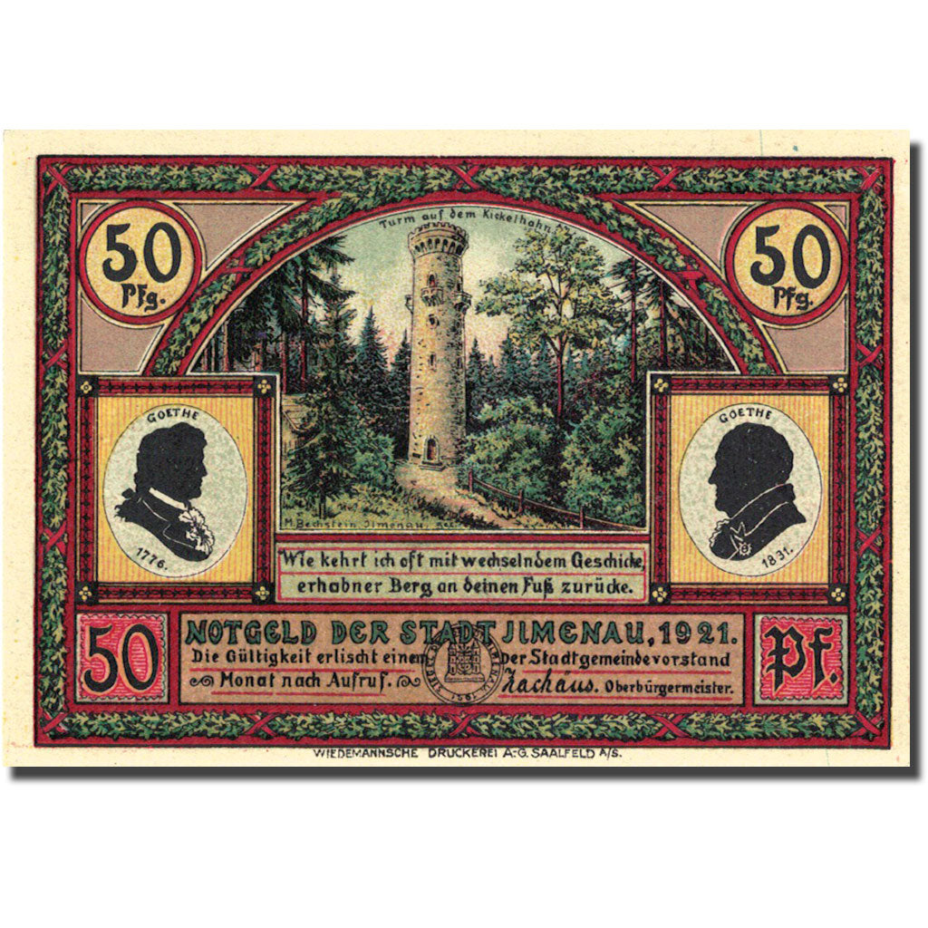 Banknote, Germany, Llmenau, 50 Pfennig, Forêt, 1921, UNC(63), Mehl:643.3