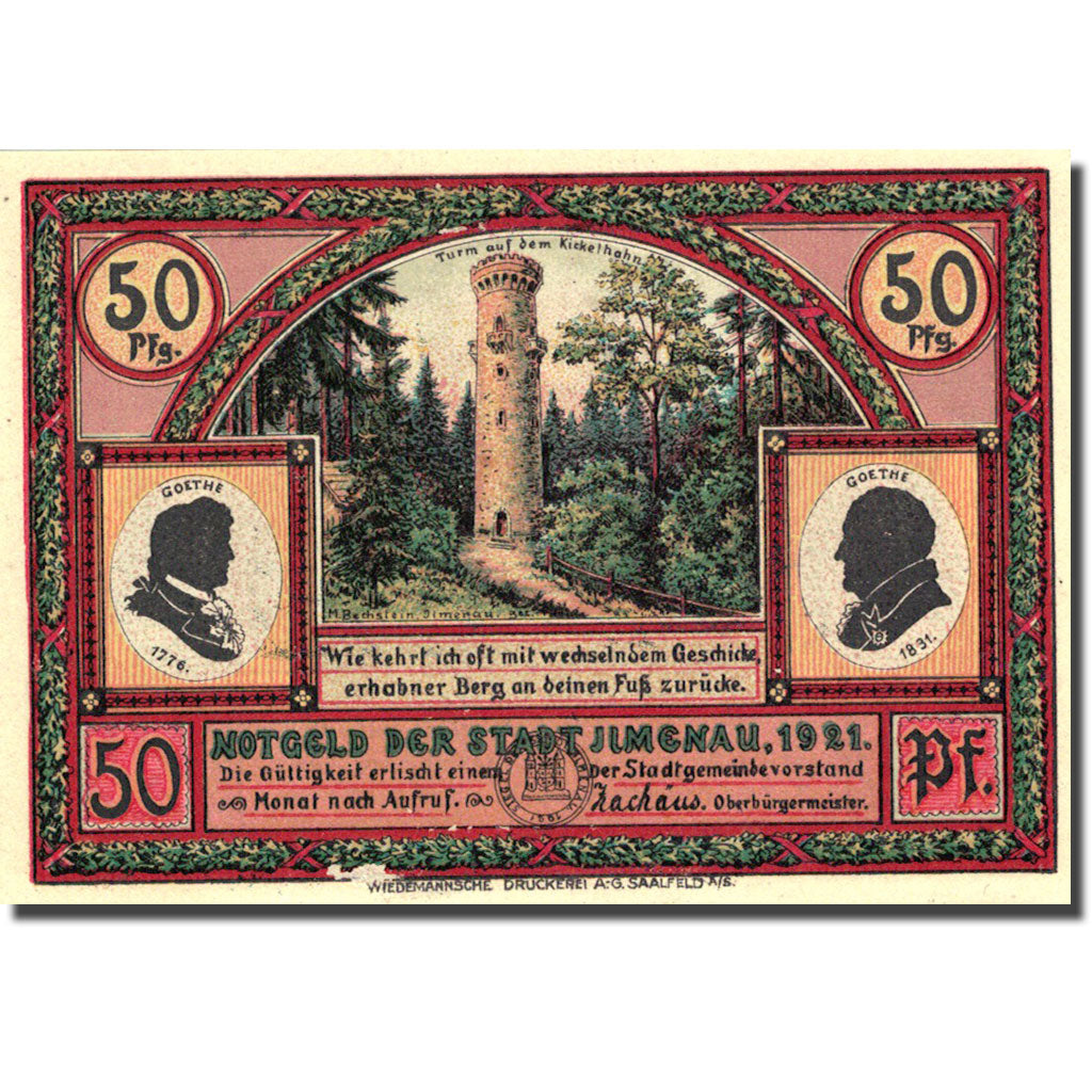 Banknote, Germany, Llmenau, 50 Pfennig, personnage, 1921, UNC(63), Mehl:643.3