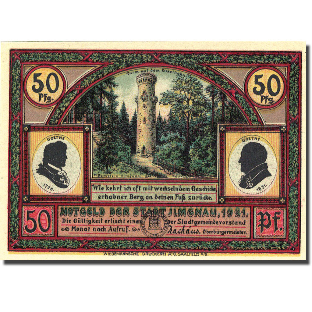 Banknote, Germany, Llmenau, 50 Pfennig, personnage 2, 1921, UNC(63), Mehl:643.3