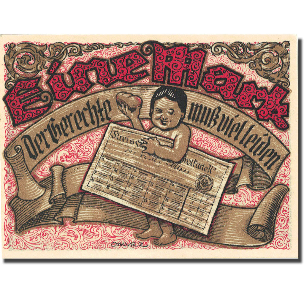 Banknote, Germany, Tonndorf, 1 Mark, personnage, 1921, UNC(63) Mehl 1330.4