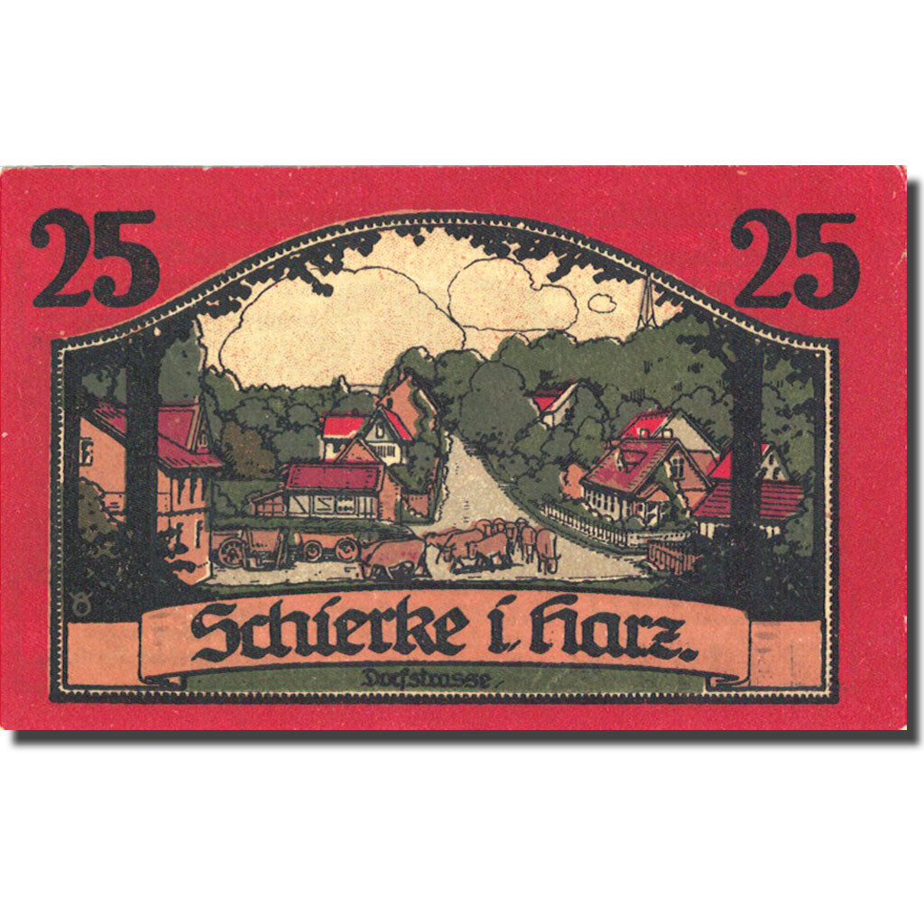 Banknote, Germany Schierke im Harz, 25 Pfennig village 1921 UNC(63) Mehl 1179.1a