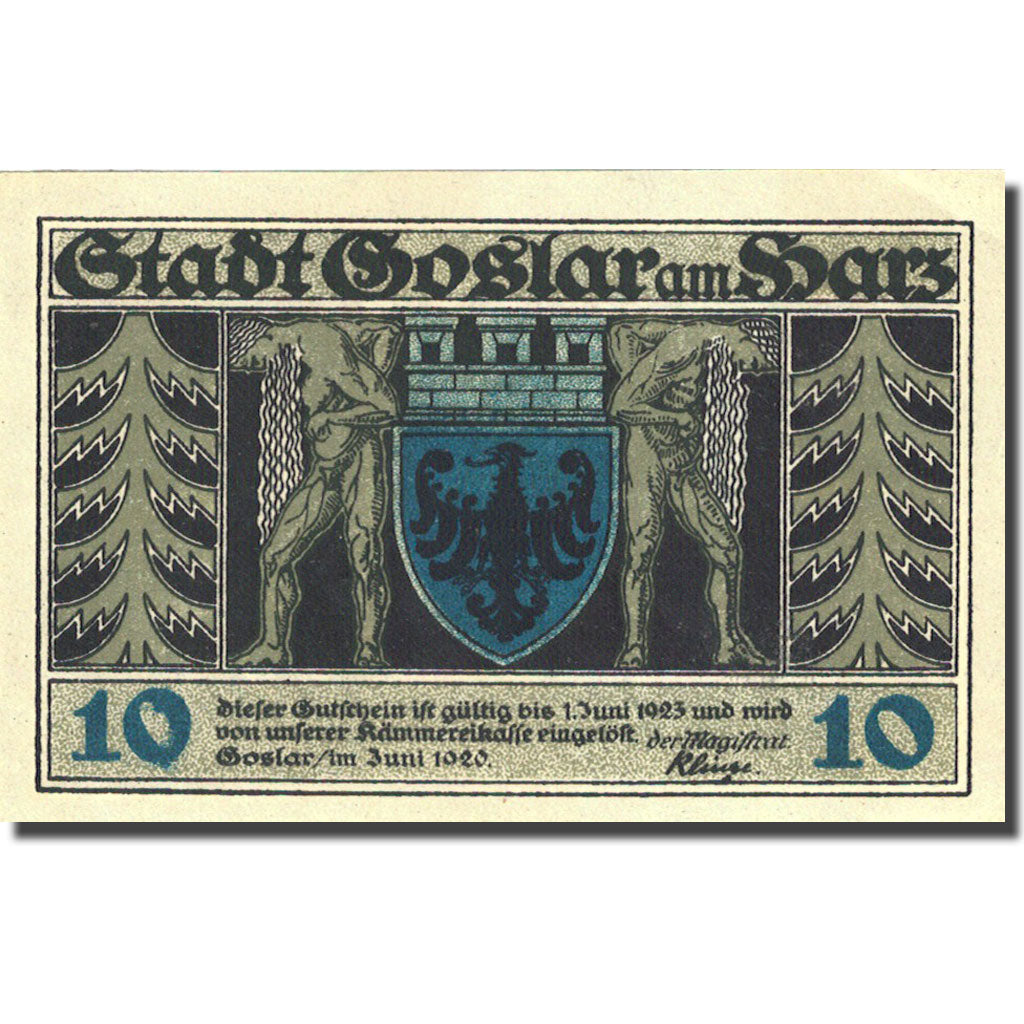 Banconote, Germania, Goslar, 10 Pfennig, Monument 1923-06-01, SPL Mehl 455.1