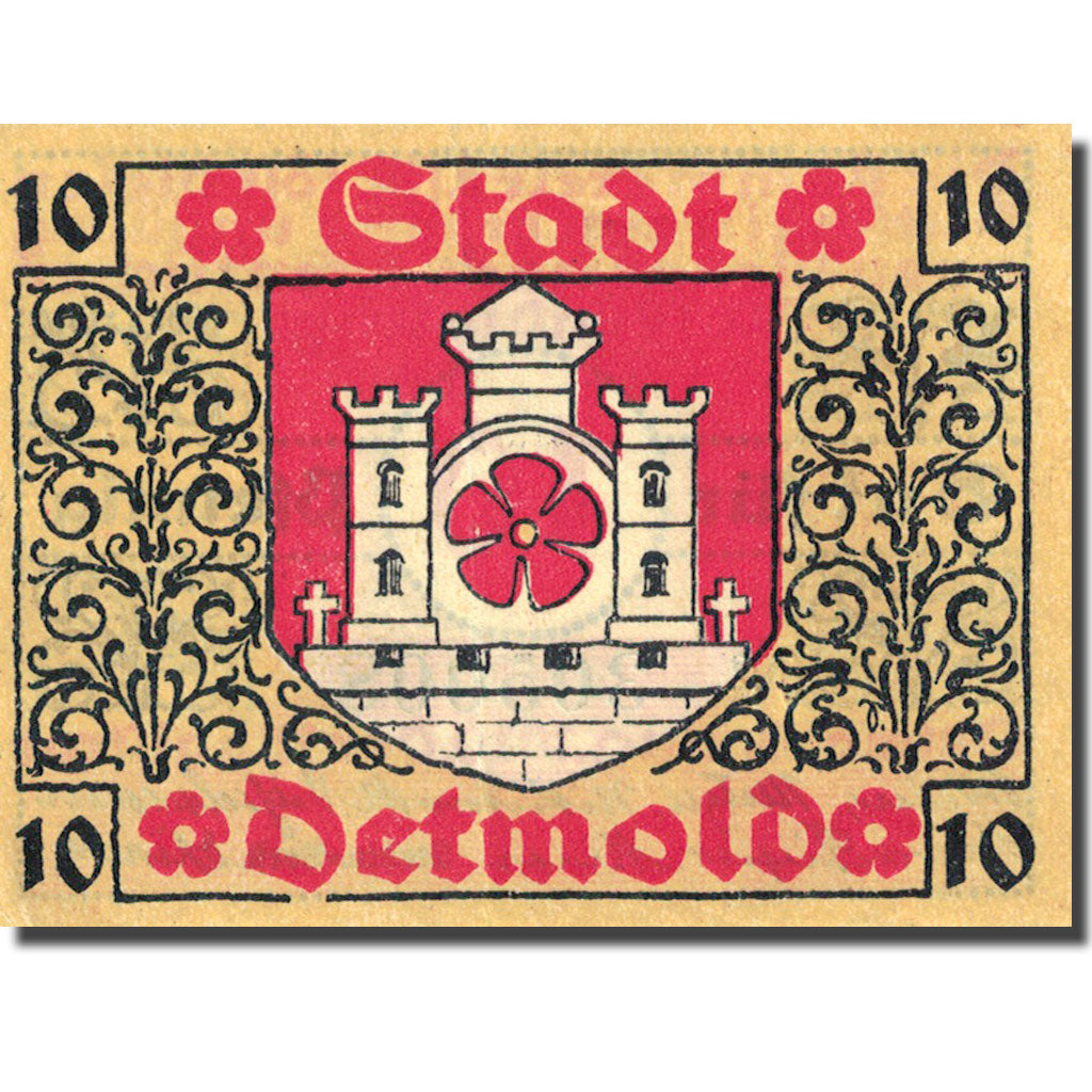 Banknote, Germany, Detmold, 10 Pfennig, château, 1920, UNC(63), Mehl:268.9