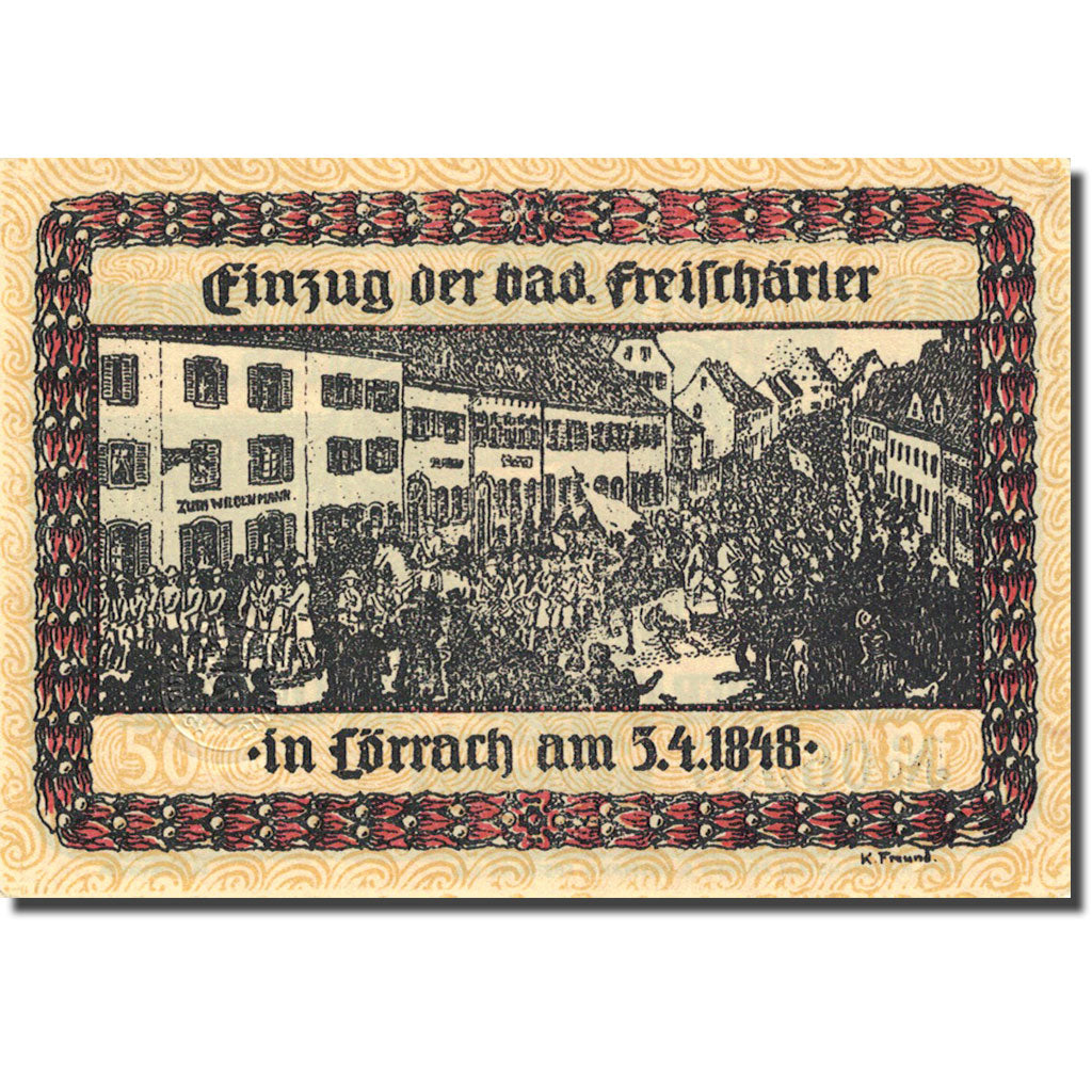 Billet, Allemagne, Lörrach, 50 Pfennig, personnage 1, 1922, SPL, Mehl:813.1