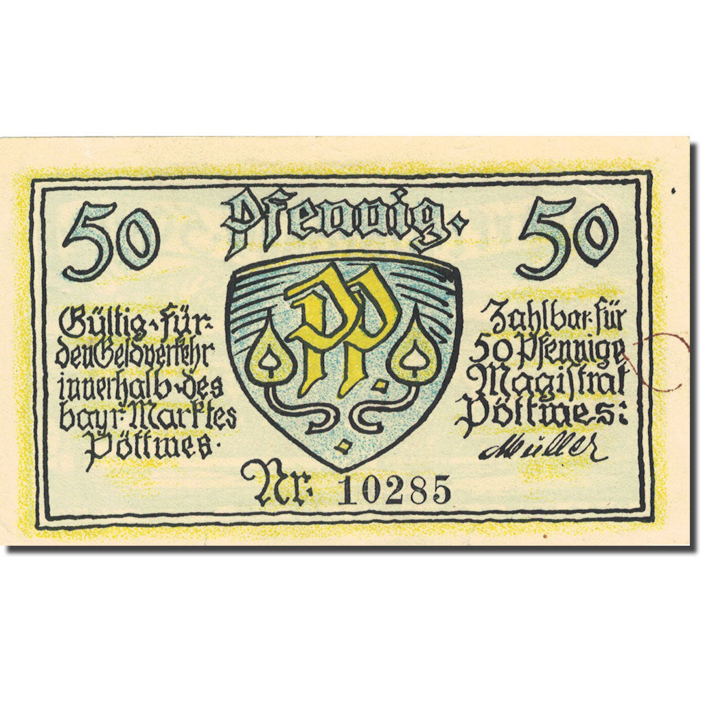 Banknote, Germany, Pöttmes, 50 Pfennig, village, 1921, UNC(63), Mehl:1067.1