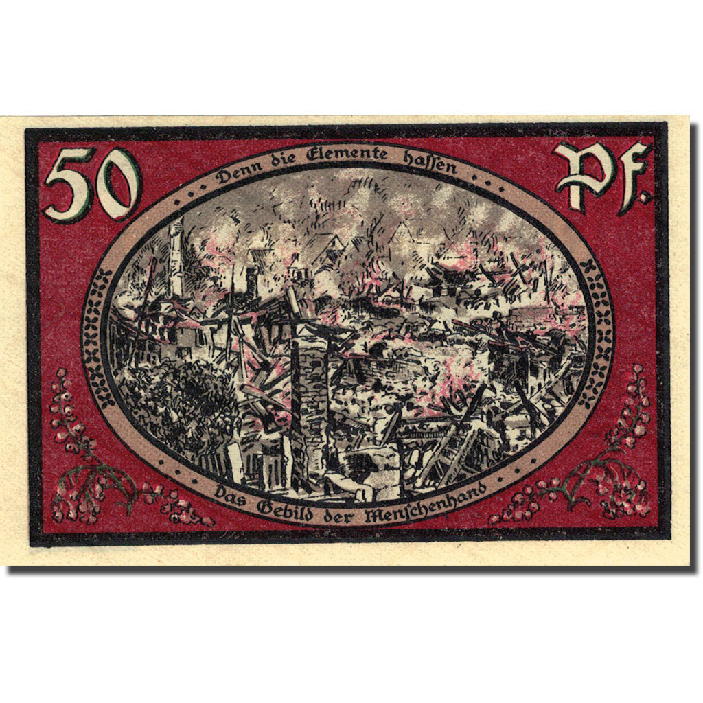 Banknote, Germany, Wasungen, 50 Pfennig, Incendie, 1921 UNC(63) Mehl 1384.1