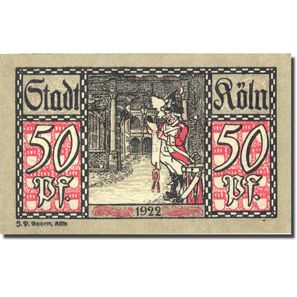 Banknote, Germany, Köln, 50 Pfennig personnage 1922-01-12 UNC(63) Mehl 717.1