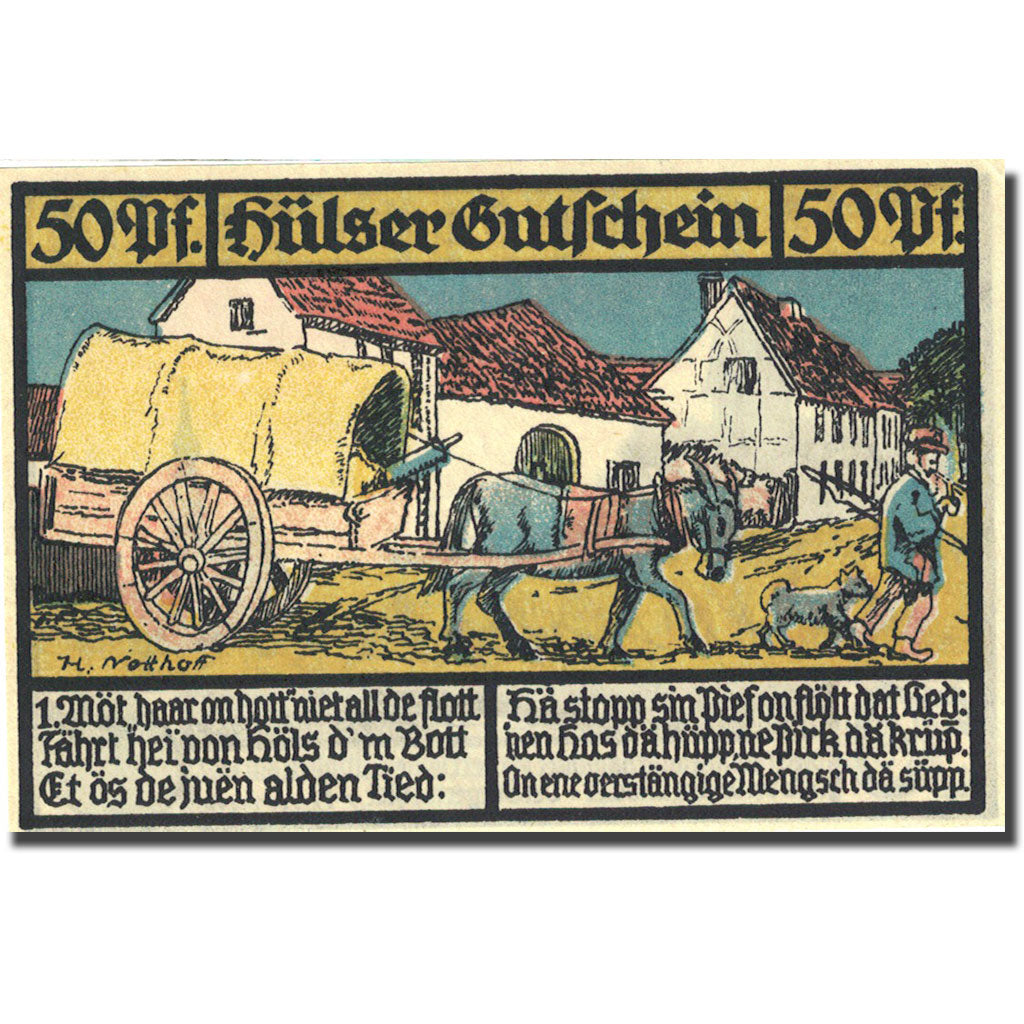 Banknote, Germany, Hüls, 50 Pfennig, ferme 1921-11-01 UNC(63) Mehl 635.1