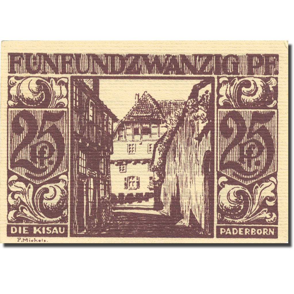 Banknote, Germany, Paderborn, 25 Pfennig, village 1921 UNC(60-62) Mehl 1043.6