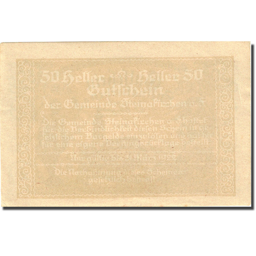 Banknote, Austria, Steinakirchen am Forst, 50 Heller, village 1922-03-31 UNC(63)