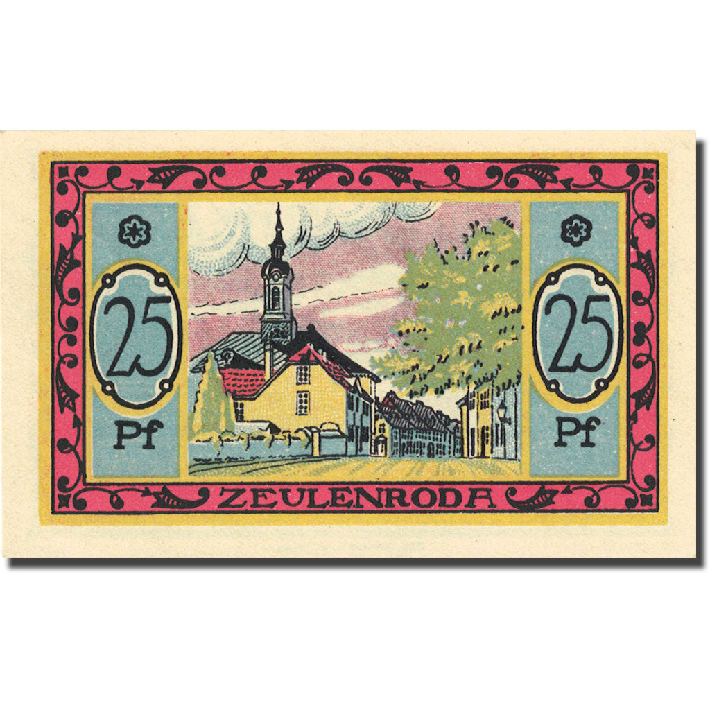 Banknote, Germany, Zeulenroda, 25 Pfennig, Eglise 1, 1921 UNC(63) Mehl 1470.1