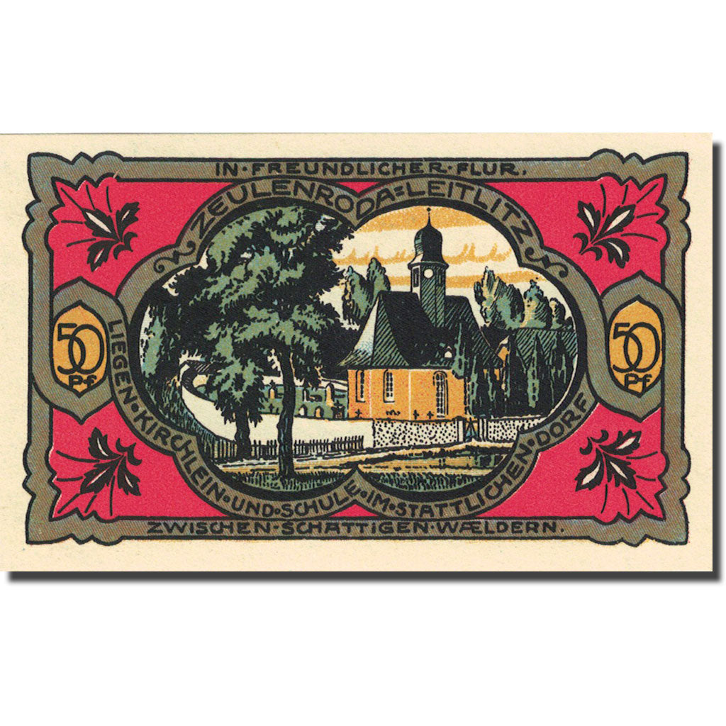 Banknote, Germany, Zeulenroda, 50 Pfennig, Eglise, 1921, UNC(63) Mehl 1470.2