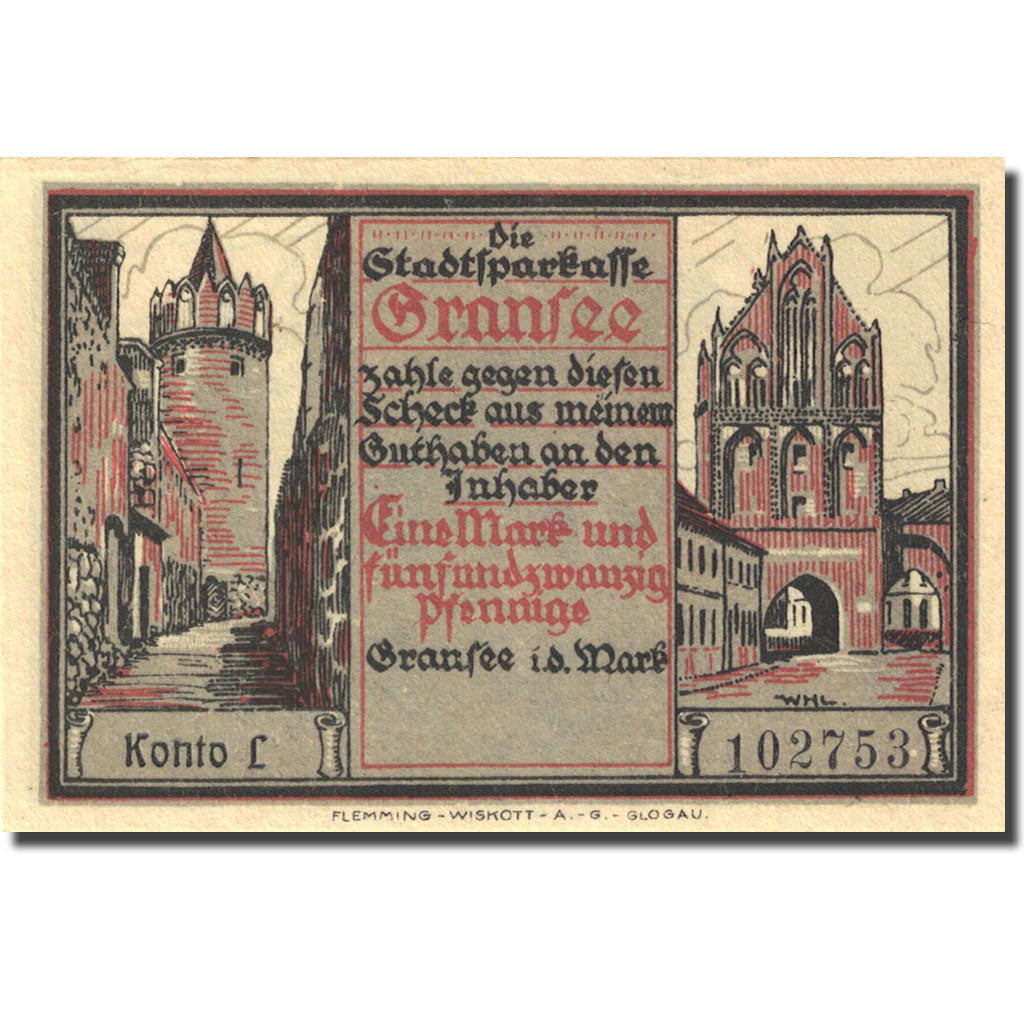 Banknote, Germany, Gransee, 1.25 Mark, personnage 3, 1920, UNC(63), Mehl:465.1a