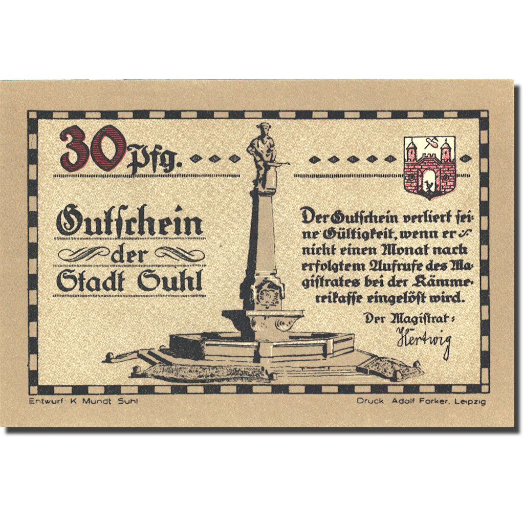 Banknote, Germany, Suhl, 30 Pfennig, soldat 1, 1922, UNC(63), Mehl:1303.2