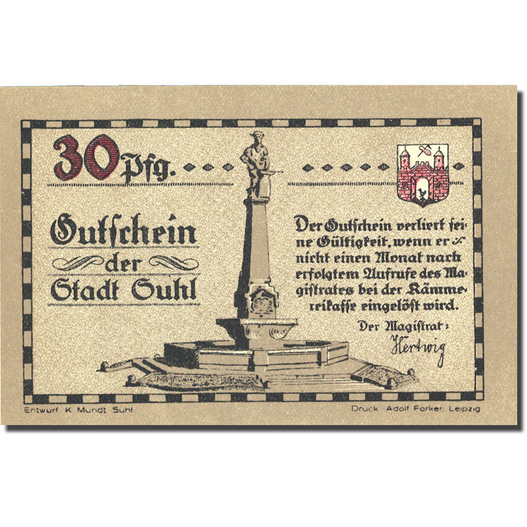 Banknote, Germany, Suhl, 30 Pfennig, soldat 2, 1922, UNC(63), Mehl:1303.2