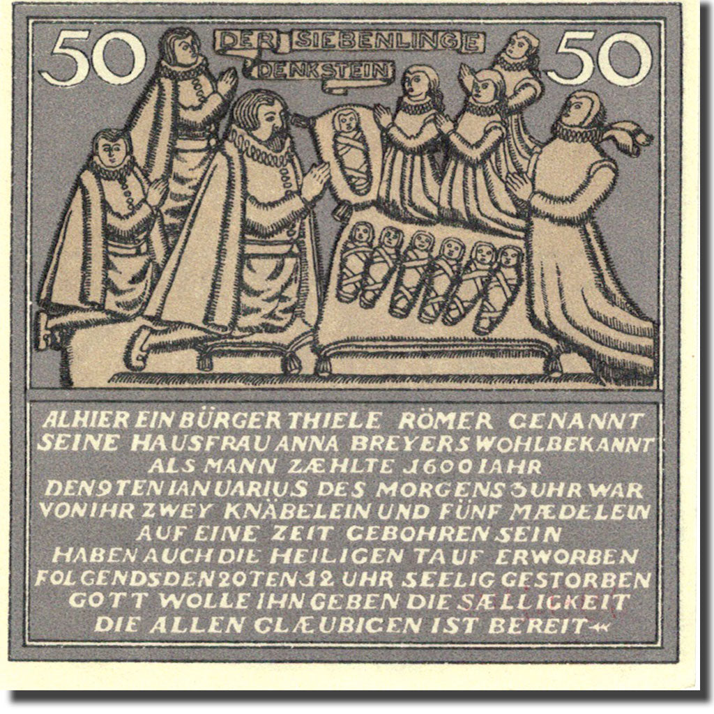 Geldschein, Deutschland, Hameln, 50 Pfennig, personnage 1  grau UNZ- Mehl 566.1a