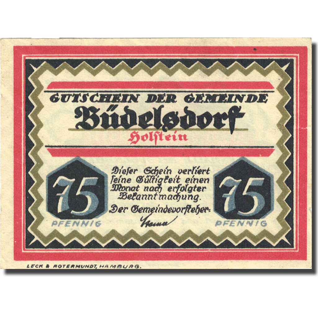 Banknote, Germany, Büdelsdorf, 75 Pfennig, Eglise, 1921, UNC(63), Mehl:200.1