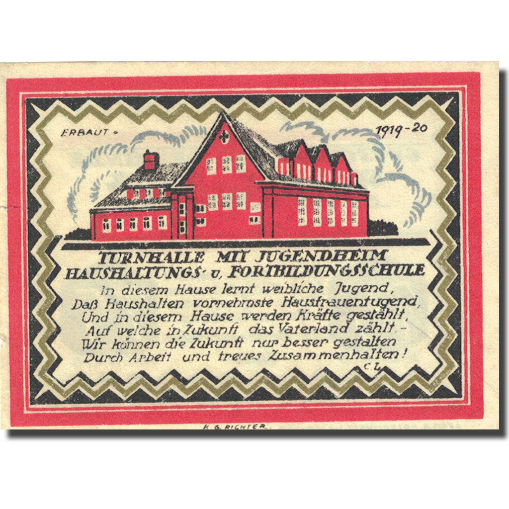 Banknote, Germany, Büdelsdorf, 75 Pfennig, Eglise, 1921, UNC(63), Mehl:200.1