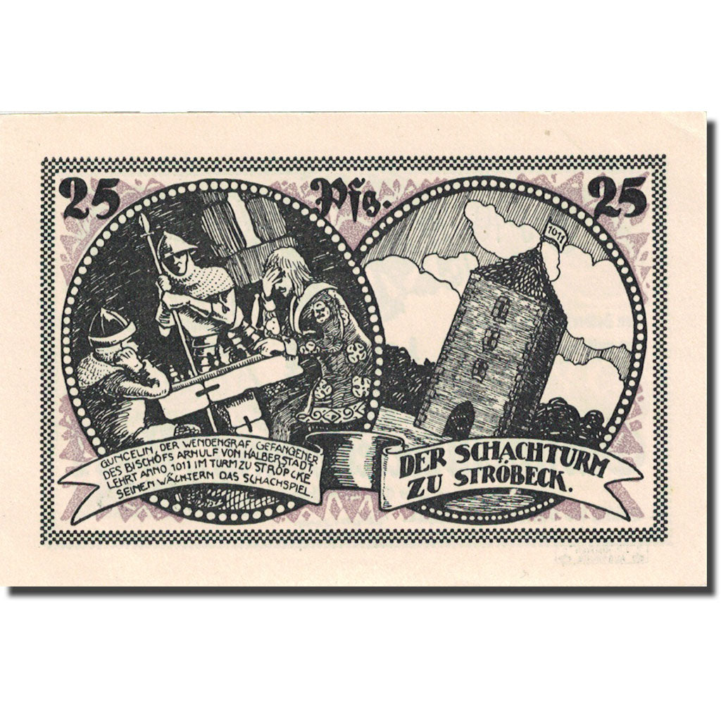 Banknote, Germany, Stroebeck, 25 Pfennig, chevalier, 1921 UNC(63) Mehl 1285.1a