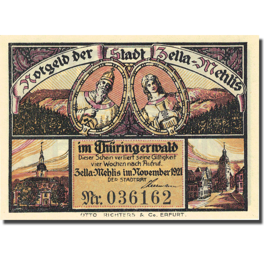 Geldschein, Deutschland, Zella-Mehlis, 10 Pfennig paysage 1921, UNZ- Mehl 1468.1