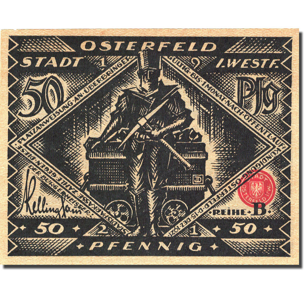 Banknote, Germany, Osterfeld, 50 Pfennig, personnage 1, 1921 UNC(63) Mehl 1033.1