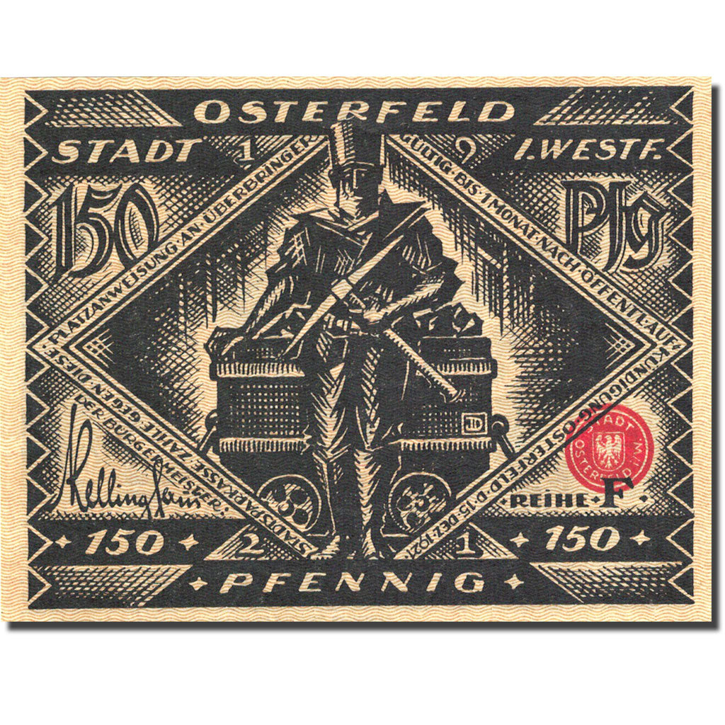 Banconote, Germania, Osterfeld, 150 Pfennig, personnage 5, 1921 SPL Mehl 1033.1