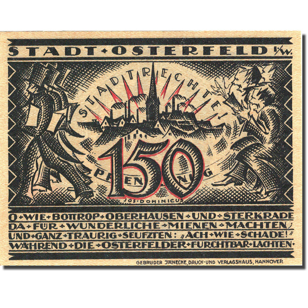 Banconote, Germania, Osterfeld, 150 Pfennig, personnage 5, 1921 SPL Mehl 1033.1