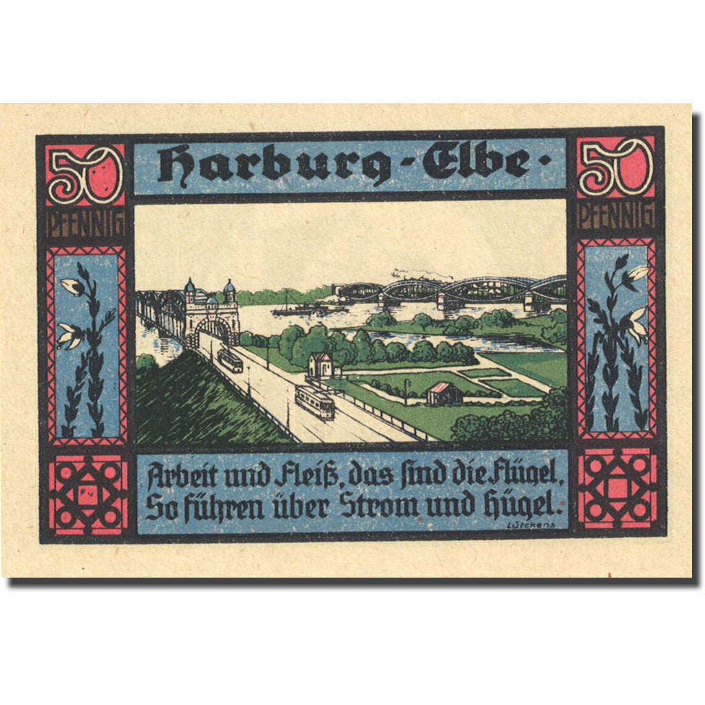 Billet, Allemagne, Harburg, 50 Pfennig, route, 1921, 1921-12-31, SPL Mehl 580.1a