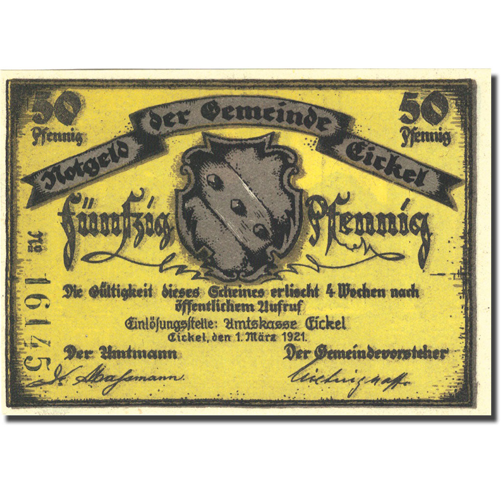 Banknote, Germany, Eickel, 50 Pfennig, château 1 1921-03-01 UNC(63) Mehl 314.1a