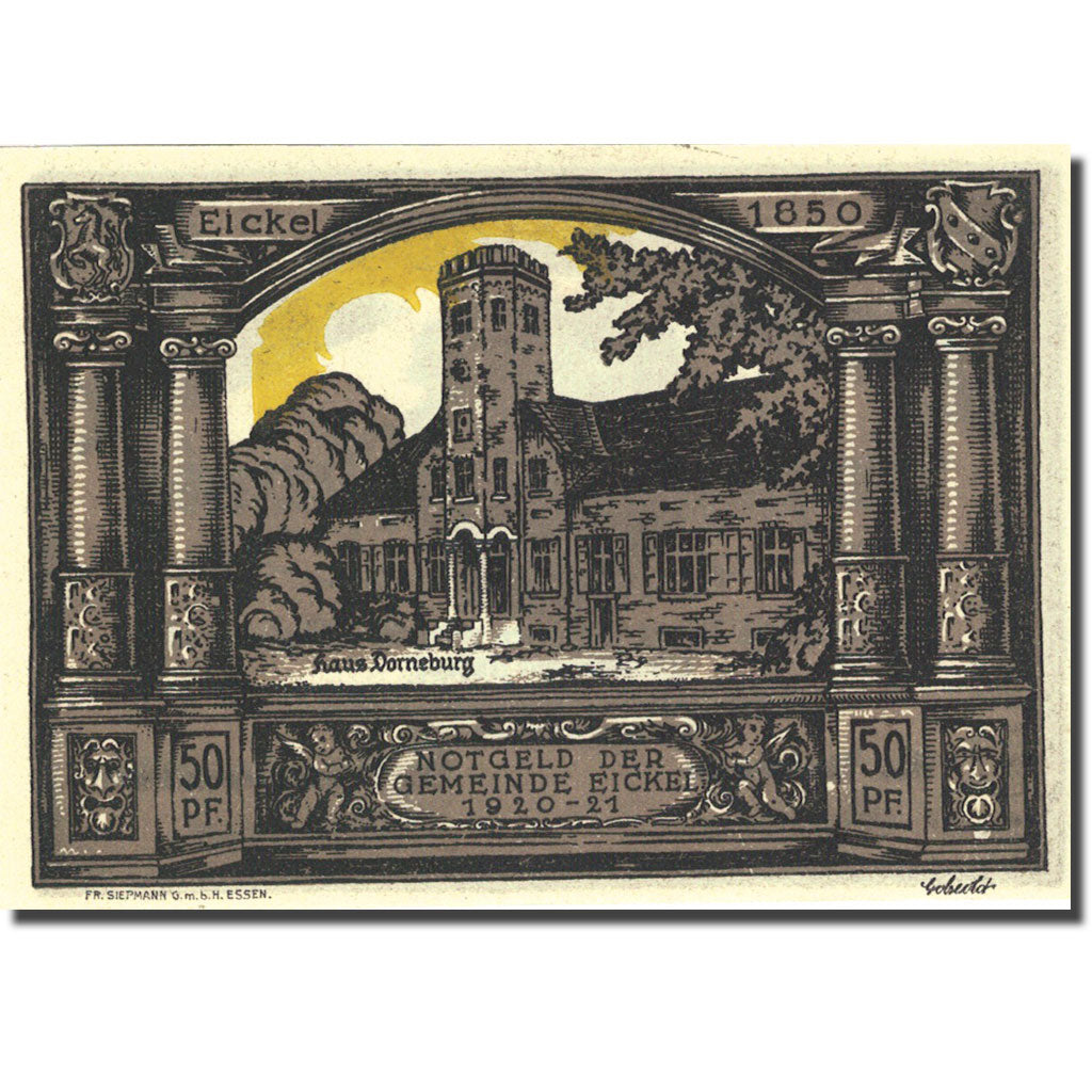 Banknote, Germany, Eickel, 50 Pfennig, château 1 1921-03-01 UNC(63) Mehl 314.1a