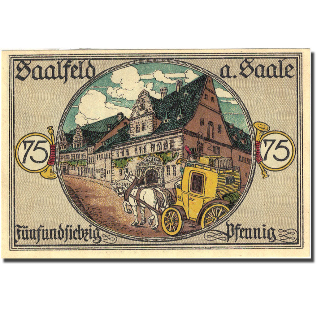 Banknote, Germany, Saalfeld, 75 Pfennig, château 2, 1921, UNC(63) Mehl 1155.5b