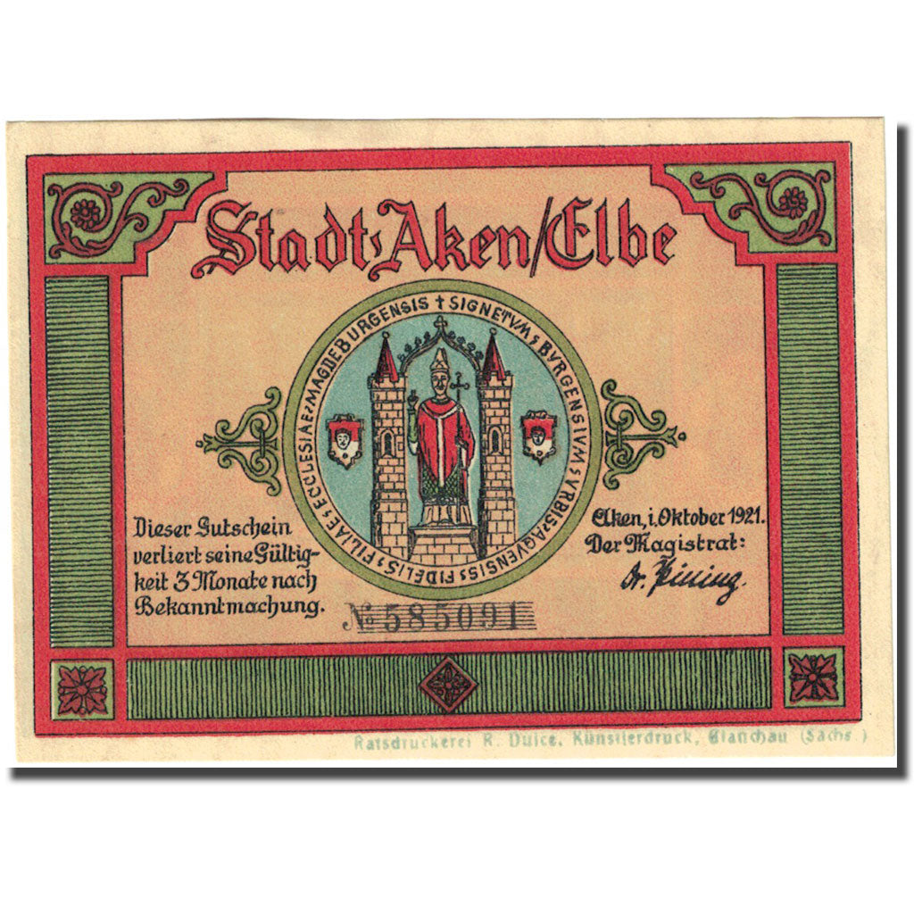 Banconote, Germania, Aken, 75 Pfennig, mairie, 1921, SPL-, Mehl:8.1