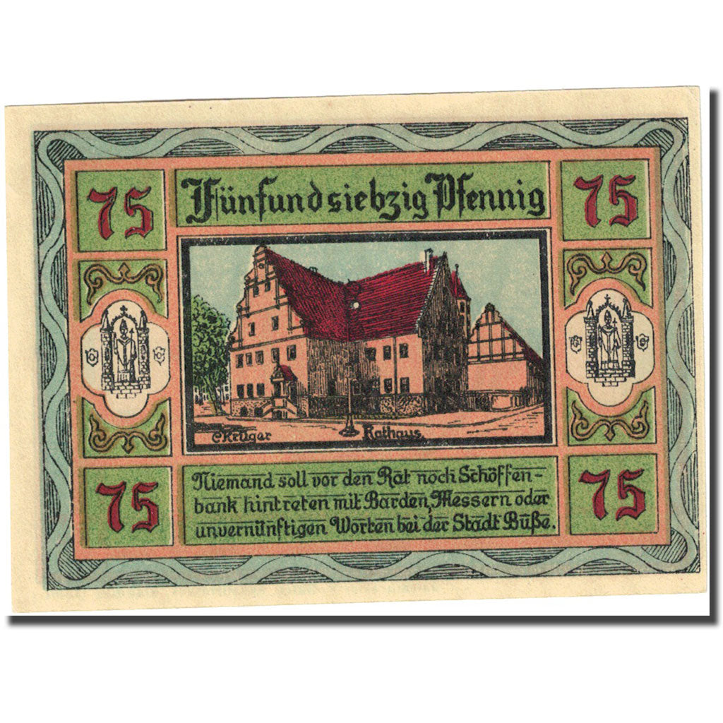 Banconote, Germania, Aken, 75 Pfennig, mairie, 1921, SPL-, Mehl:8.1