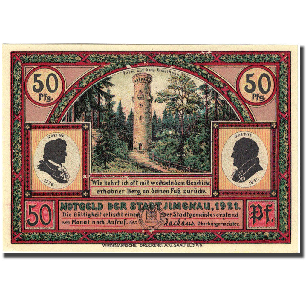 Banknote, Germany, ilmenau, 50 Pfennig, école, 1921, UNC(63), Mehl:643.4