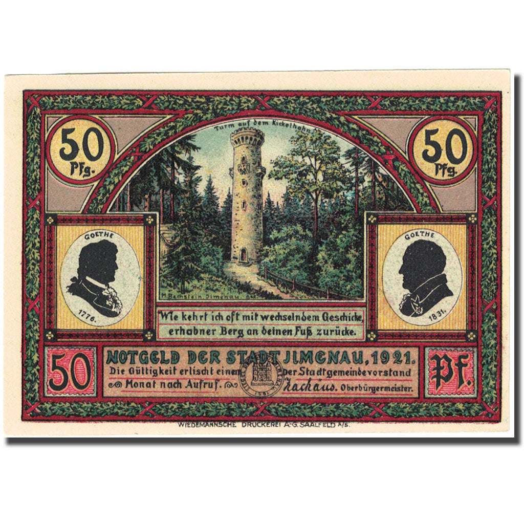 Banknote, Germany, ilmenau, 50 Pfennig, montagne, 1921, UNC(63), Mehl:643.4