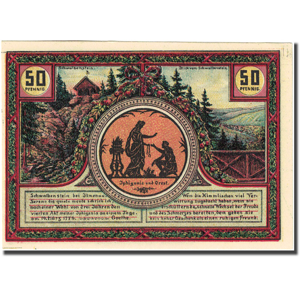 Banknote, Germany, ilmenau, 50 Pfennig, montagne, 1921, UNC(63), Mehl:643.4